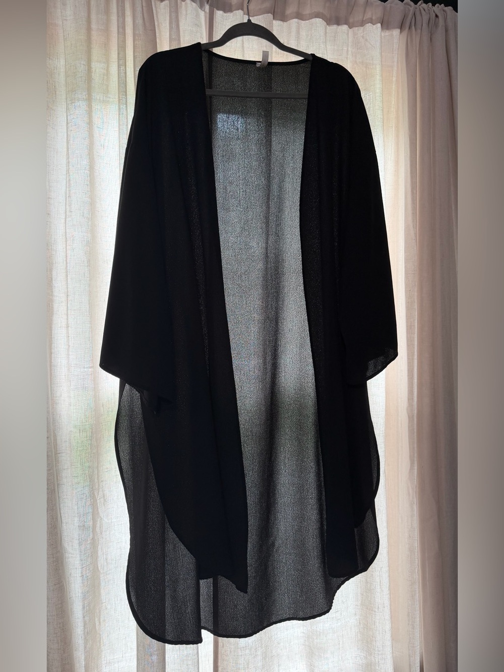 Emerald Black Sheer Kimono-3x